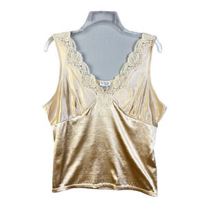 Cinema Etoile Camisole Women Large Crean Lace Stretch Babydoll Lingerie Top